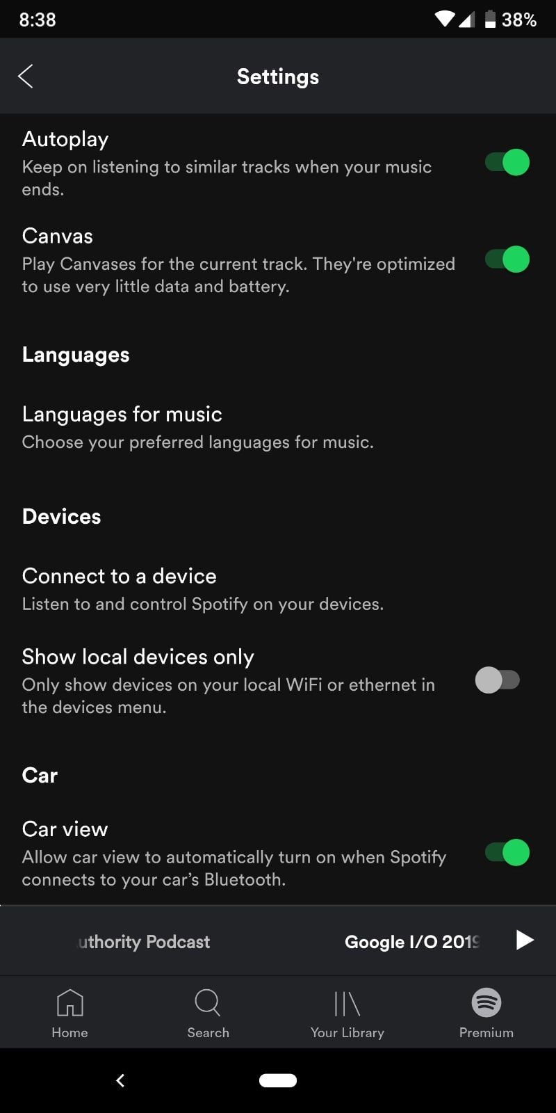 Spotify app language settings google